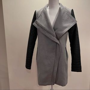 Pim & Larkin Coat Faux Leather Color Block Winter Trench Jacket. Size XS